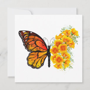 Blume Butterfly mit gelbem Kalifornien-Mohn Mitteilungskarte