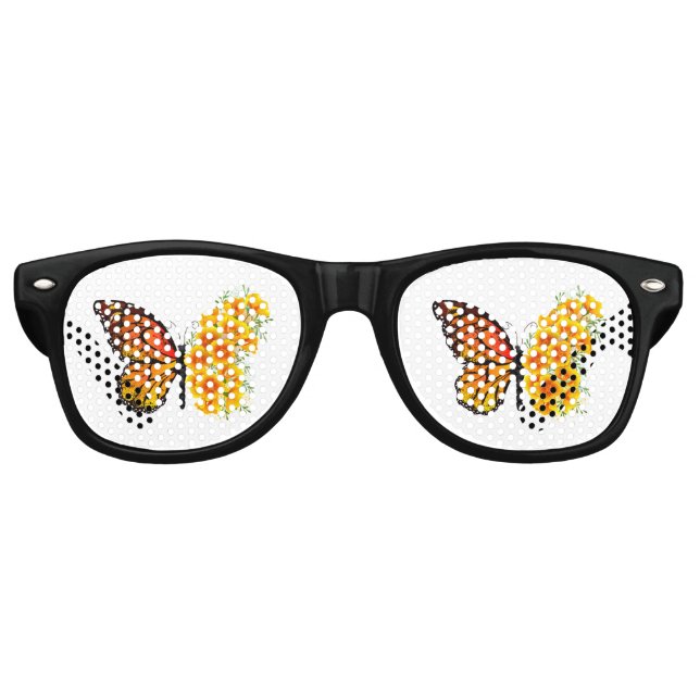 Blume Butterfly mit gelbem Kalifornien-Mohn Partybrille (Vorderseite)