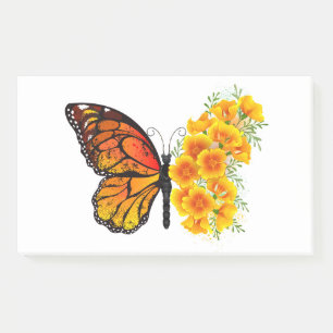 Blume Butterfly mit gelbem Kalifornien-Mohn Post-it Klebezettel
