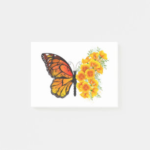 Blume Butterfly mit gelbem Kalifornien-Mohn Post-it Klebezettel