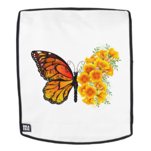 Blume Butterfly mit gelbem Kalifornien-Mohn Rucksack