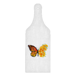 Blume Butterfly mit gelbem Kalifornien-Mohn Schneidebrett