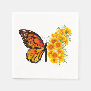 Blume Butterfly mit gelbem Kalifornien-Mohn Serviette