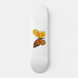 Blume Butterfly mit gelbem Kalifornien-Mohn Skateboard