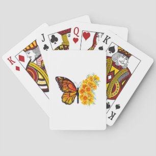 Blume Butterfly mit gelbem Kalifornien-Mohn Spielkarten
