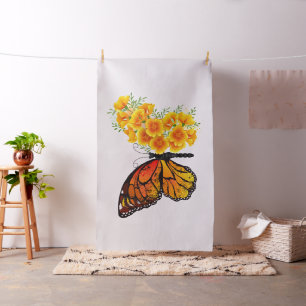 Blume Butterfly mit gelbem Kalifornien-Mohn Stoff