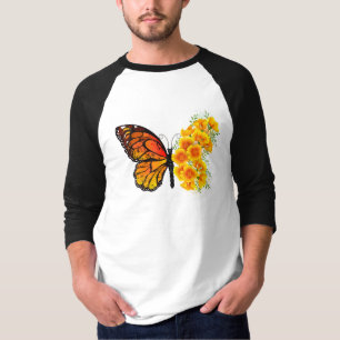 Blume Butterfly mit gelbem Kalifornien-Mohn T-Shirt