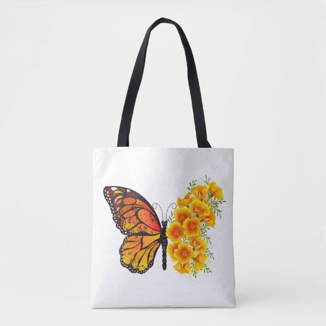 Blume Butterfly mit gelbem Kalifornien-Mohn Tasche (Vorderseite)