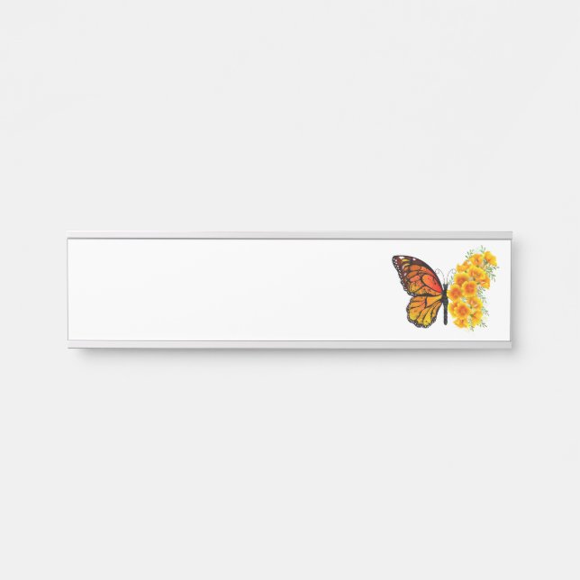 Blume Butterfly mit gelbem Kalifornien-Mohn Türschild (Vorderseite )