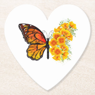 Blume Butterfly mit gelbem Kalifornien-Mohn Untersetzer