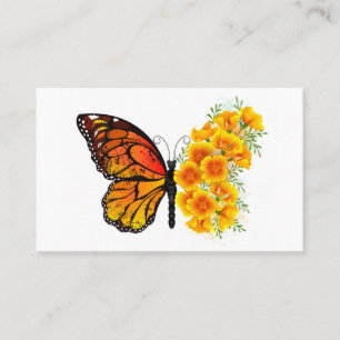 Blume Butterfly mit gelbem Kalifornien-Mohn Visitenkarte