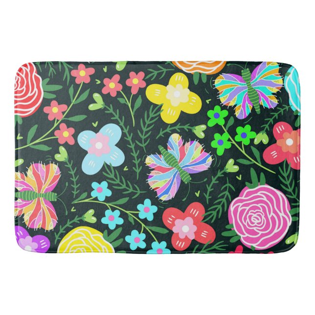 Blume Butterfly Regenbogen Badematte (Vorderseite)