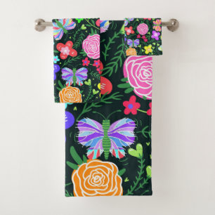 Blume Butterfly Regenbogen Badhandtuch Set