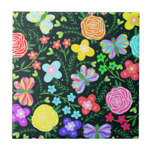 Blume Butterfly Regenbogen Fliese