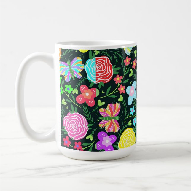 Blume Butterfly Regenbogen Kaffeetasse (Links)