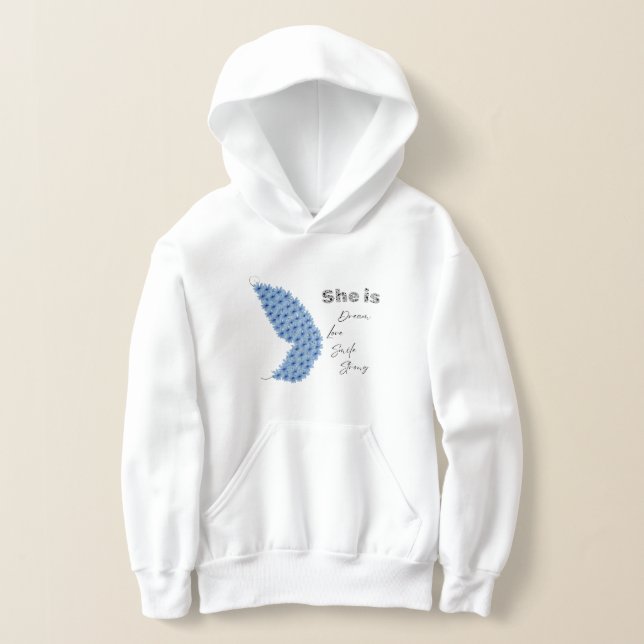 Blume Butterfly She is Dream Liebe Lächeln stark Hoodie (Ablage )