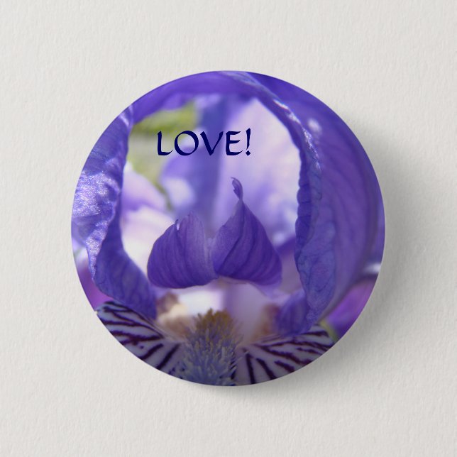 BLUME BUTTONS LIEBE! Iris Blume Button-Geschenk (Vorderseite)