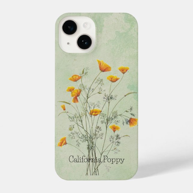 Blume California Poppy Wild Garden iPhone 14 Hülle (Rückseite)