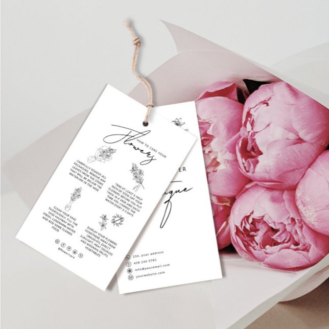 Blume Care hält Floristenkarte mit Logo fest (Von Creator hochgeladen)