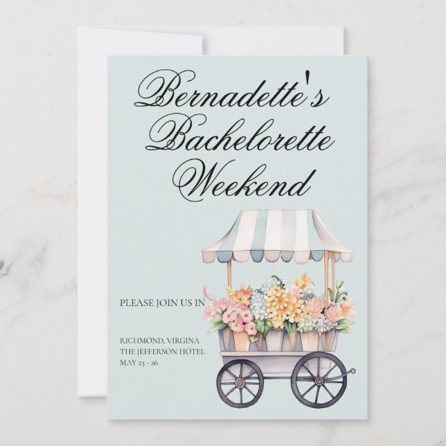 Blume Cart Bach Party Einladung (Vorderseite)