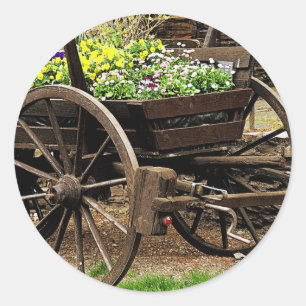 Blume Cart Runder Aufkleber