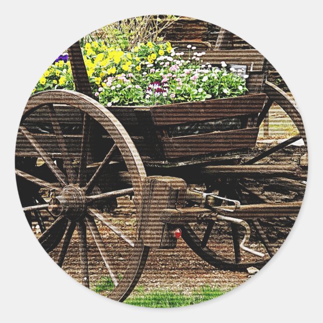 Blume Cart Runder Aufkleber (Vorderseite)