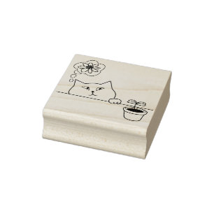 Blume Cat Art Briefmarke Gummistempel