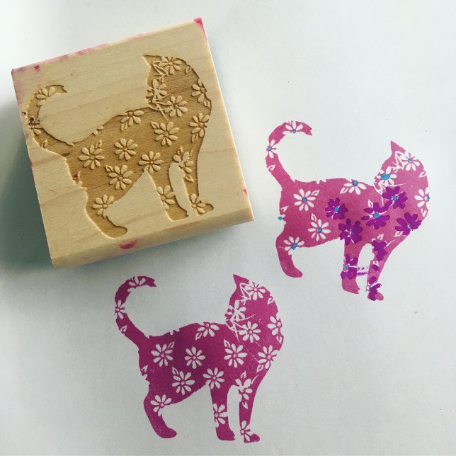Blume Cat Blue Daisy Cats Gummistempel (Von Creator hochgeladen)