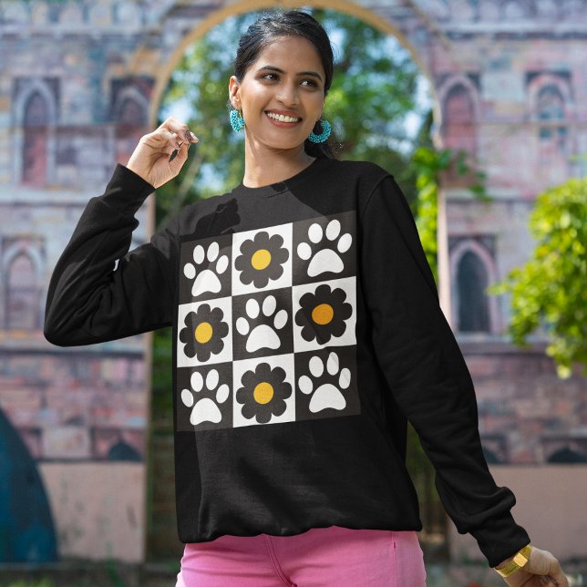 Blume Checked Paws Daisy Retro Sweatshirt (Von Creator hochgeladen)