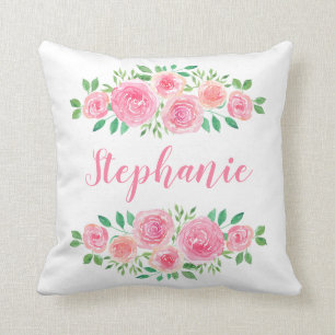 Blume Child Pink Roses Girl's Name Kissen