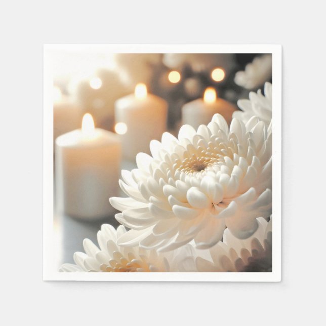 Blume Chrysanthemum und Kerzen Serviette (Vorderseite)