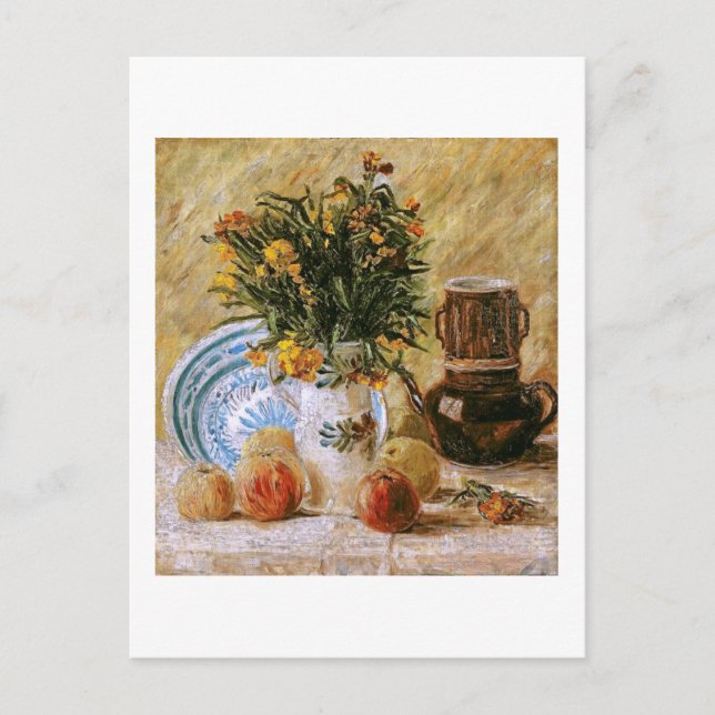 Blume Coffeepot und Frucht Van Gogh Kunstkunst Postkarte (Vorderseite)