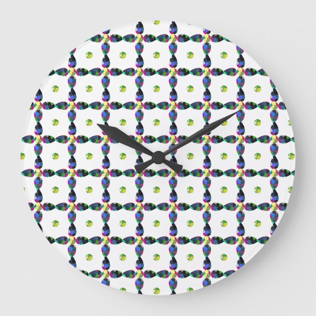 Blume Color Art Illustration Große Wanduhr (Vorderseite)