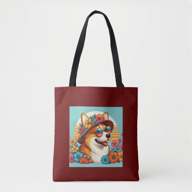 Blume Corgi Tasche (Vorderseite)