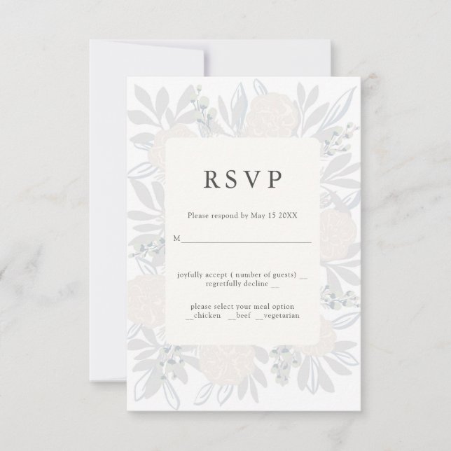 Blume Corner Elegantes Hochzeitsdesign UAWG RSVP Karte (Vorderseite)