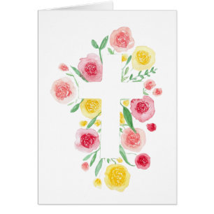 Blume Cross Watercolor Druckgrusskarte