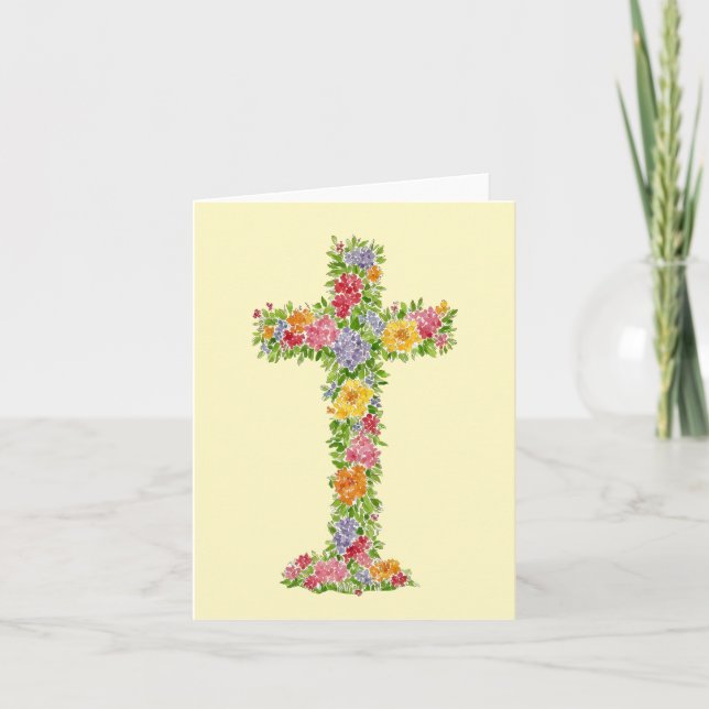 Blume Cross Watercolor Osterkarte Dankeskarte (Vorderseite)