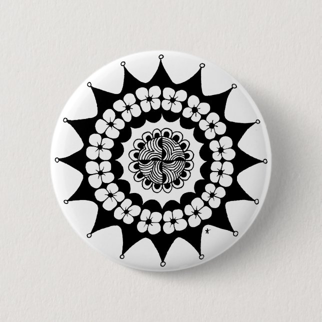 Blume Crown Zen Mandala Button (Vorderseite)