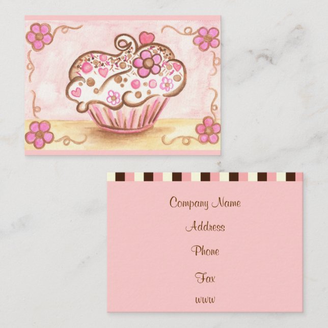 Blume Cupcake Business Card Visitenkarte (Vorne/Hinten)