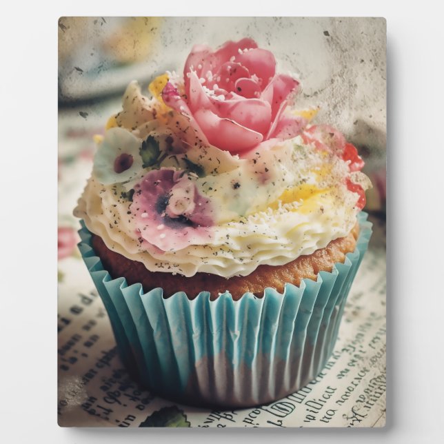 Blume Cupcake Fotoplatte (Vorderseite)