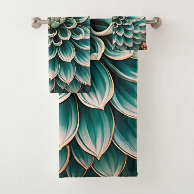 Blume Dahlia Aquamarines Aqua Ticino Badhandtuch Set (Insitu)