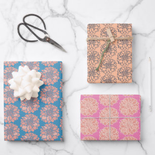 Blume Dahlia Colored Geschenkpapier Set