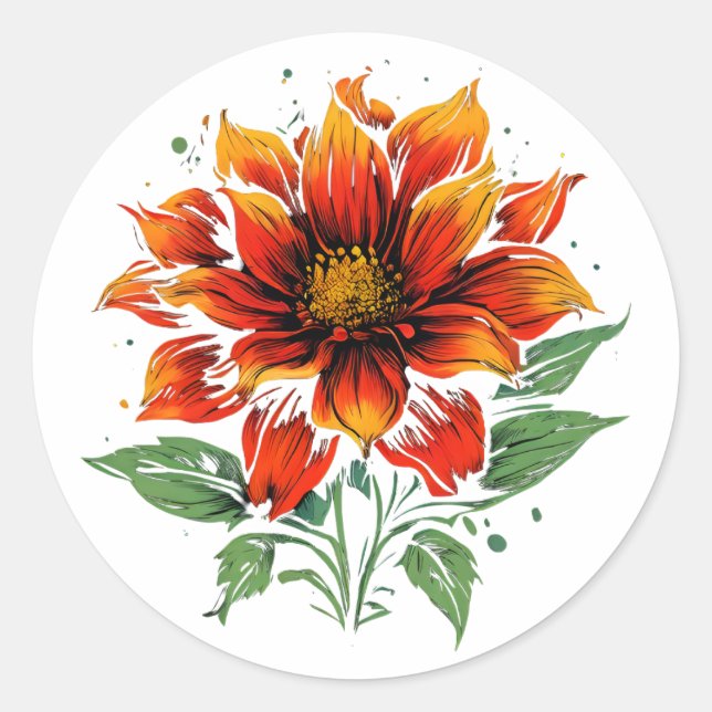 Blume Dahlia Runder Aufkleber (Vorderseite)
