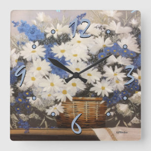 Blume Daisies Blumenwerk Quadratische Wanduhr