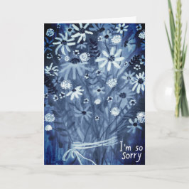 Blume Daisies Bouquet CONDOLENCES blau Karte