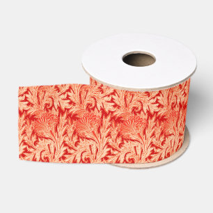 Blume Damask, Mandarin und Light Orange Ripsband