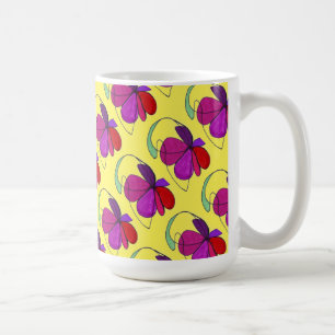 "Blume Dance on Yellow Tiled" Abstrakte Design-Tas Kaffeetasse
