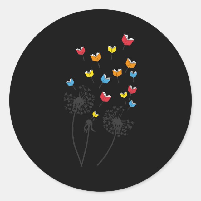 Blume Dandelion Books Liebe Librarian lesen Runder Aufkleber (Vorderseite)