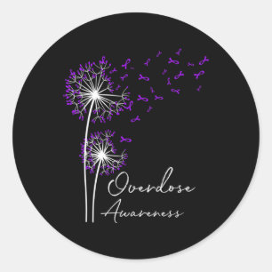 Blume Dandelion Faith Hope Liebe Lila Überdosierun Runder Aufkleber