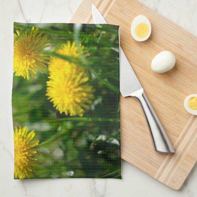 Blume Dandelion Gelb grün Geschirrtuch (Viertel Falte)